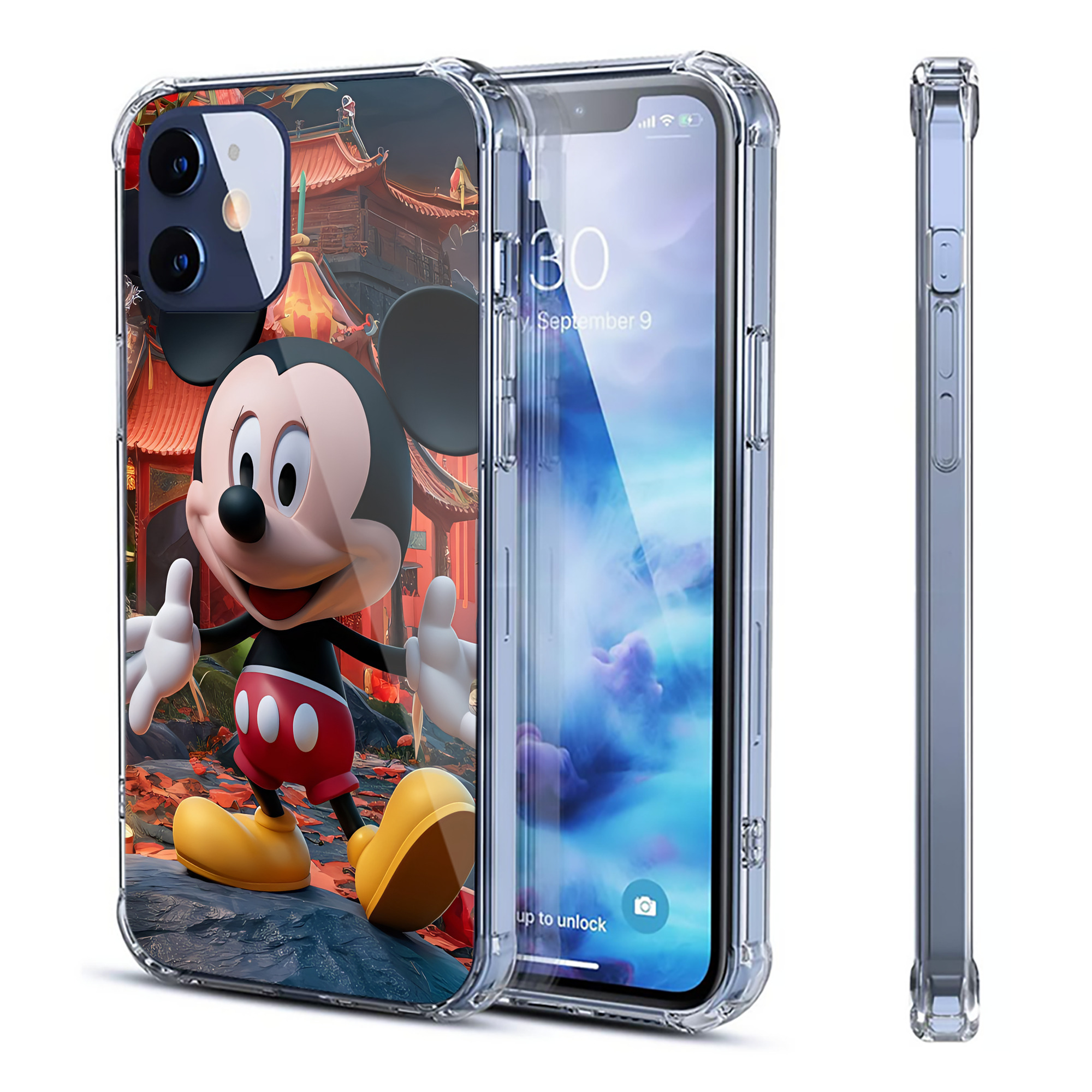 （画像用） ミッキーマウス Mickey Mouse 【iPhone 12シリーズ対応】透明スマホケース（クリアソフトケース）